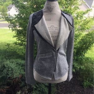 Anthropologie Dolan T Shirt Small Black Gray Heathered Moto Blazer Jacket